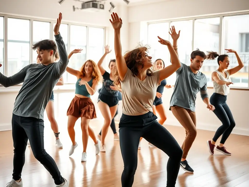 A photo of a group of children participating in an educational outreach program, with dancers from COMPAGNIE BALLET THEATRE DE DIJON leading them in interactive activities.