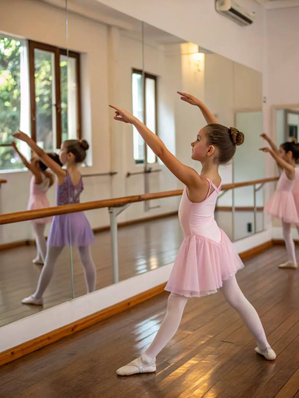 A photograph capturing a ballet workshop in progress, showing participants of various ages and abilities engaged in a dance exercise, with a focus on inclusivity and community engagement.